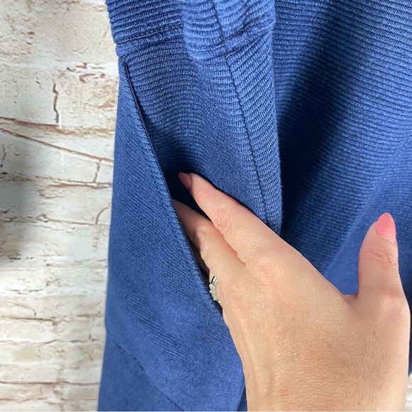 boden trinity jersey dress 3/4 sleeves pockets boat neck US 6 UK 10 Blue Ribbed - Picture 5 of 7